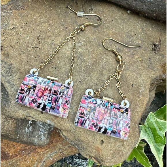 Vintage Retro 90’s Hip Hop Legends Dangle Purse Earrings, Music - Picture 3 of 6